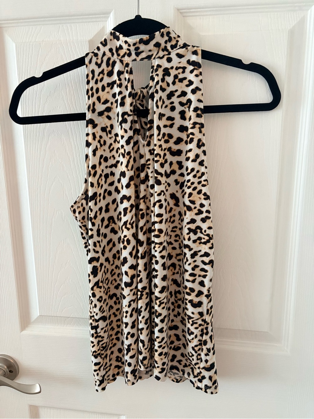 Banana Republic Leopard Print Tie-Neck Camisole - Cream & Black